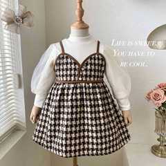 女童套裝秋冬2023新款韓系童裝韓版小香風背心裙加絨加厚兩件套