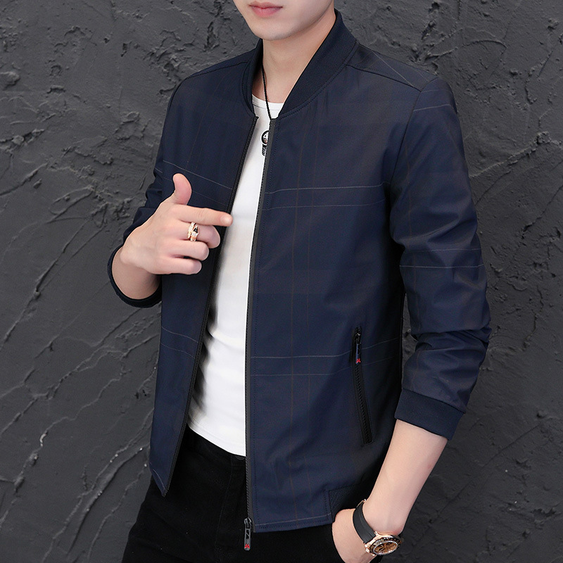 Directo de fábrica chaqueta casual de los hombres abrigo de moda guapo todo-fósforo de béisbol cuello chaqueta a cuadros ropa de entrega de apoyo