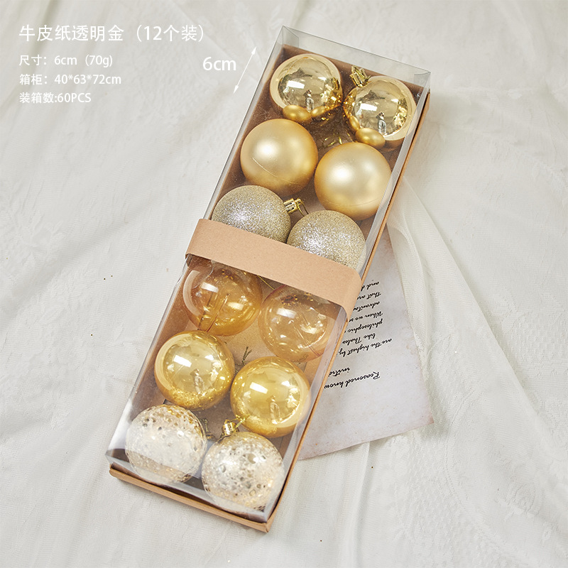 Navidad dorada bola blanca decoración de árbol de Navidad colgante colgante colgante dibujado a mano bola de color transparente decoración de Navidad