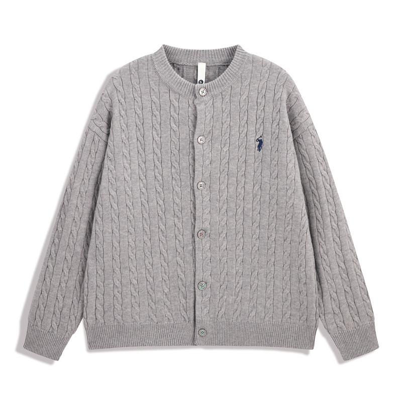 Cable Knit Crew Neck Cardigan Sweater for Men, New Autumn and Winter Style, Loose Fit, Soft Texture Knitwear, Trendy Brand Sweater Jacket Wholesale