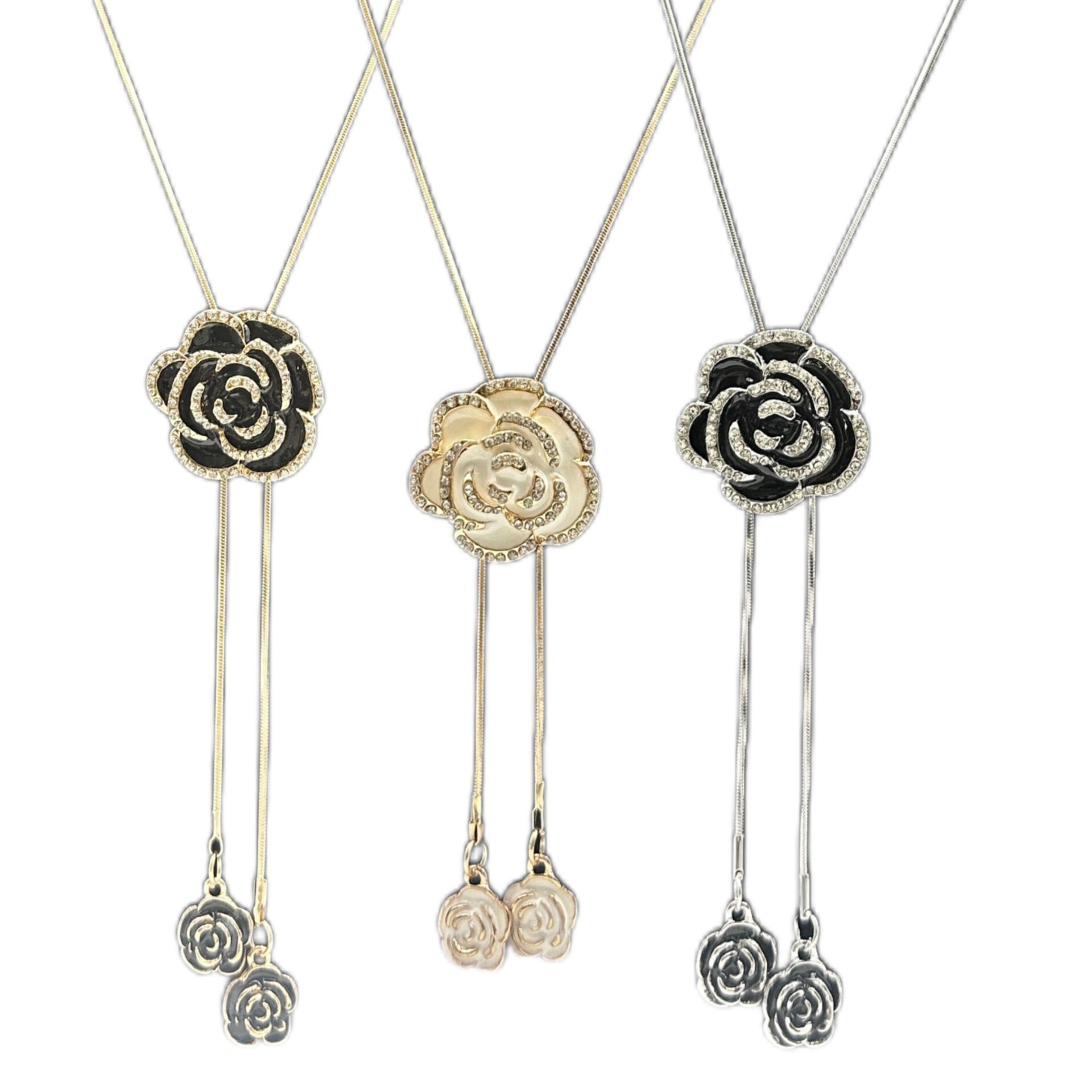 Pendentif rose en alliage de qualité avec chaîne serpent_voghion.com