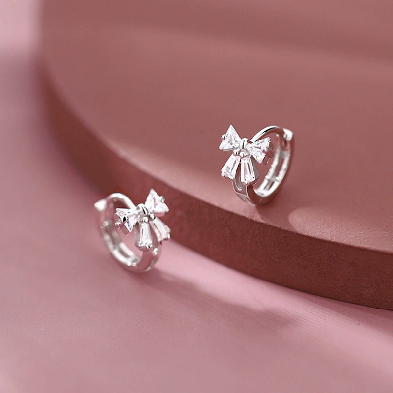 Серебряная игла с бантом, милые серьги, образец 925 пробы, коллекция 2023 года