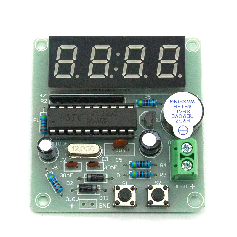Reloj electrónico digital de 4 dígitos Reloj digital de un solo chip Kit de reloj digital de cuatro dígitos Kit de producción electrónica Piezas