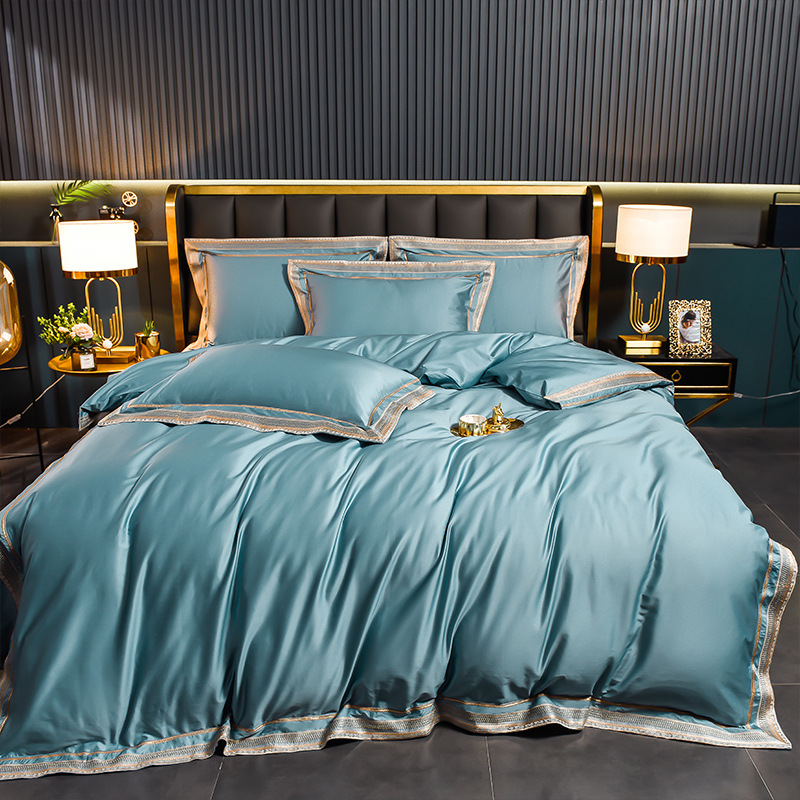 100 algodón australiano largo algodón satin homenaje bordado cuatro piezas set de algodón desnudo cama cama cama de gama alta