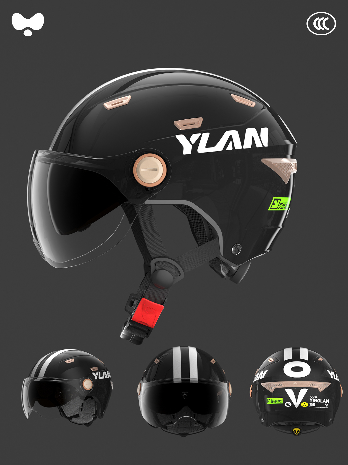 Motorcycle Half — Universal Motosiklet kaskı (dəbilqə) - 3c-obsidian-black-inner-and-outer-dual-visor-a-class-new-national-standard-one-size