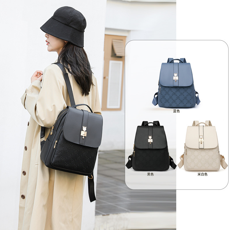 Backpack Solid Color Textile Casual All-match Backpack Cross-border Simple All-match Retro Commuter European and American Schoolbag Foreign Trade Backpack Solid Color Textile Casual All-match Backpack Cross-border Simple All-match Retro Commuter European and American Schoolbag Foreign Trade