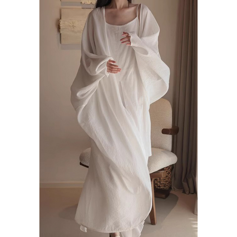 Zen New Chinese Style Loose Large Size Long Sun Protection Bat Sleeve Cocoon-Shaped Outer Cardigan