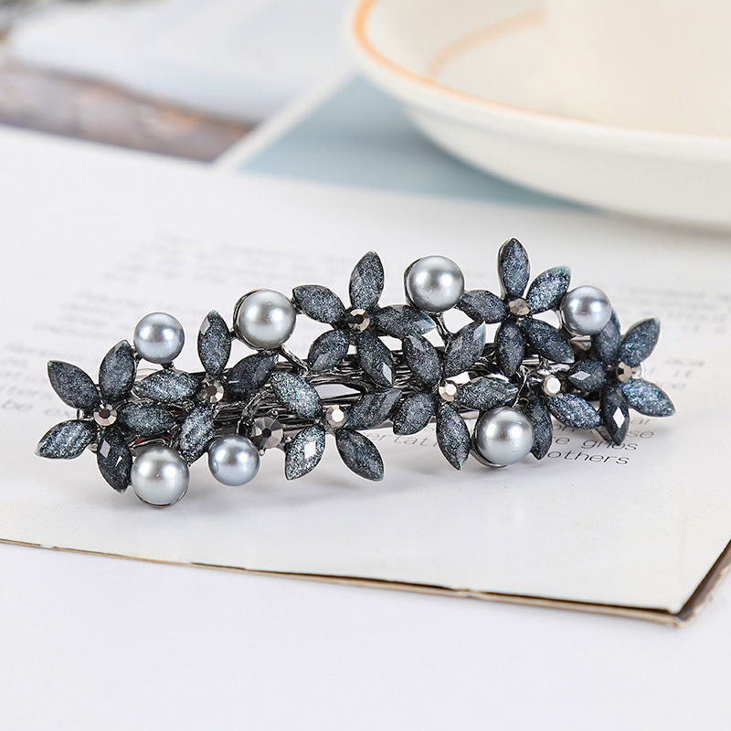 Korean version of flower simple small hairpin plate hair alloy spring clip back head half tie exquisite hairpin headdress wholesale