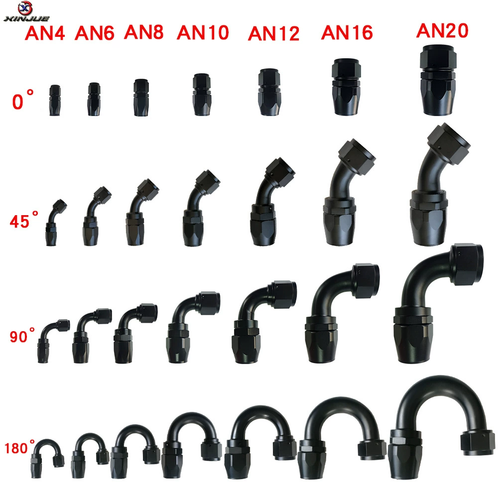 Аксессуары для модификации автомобиля с водяным охлаждением с масляным охлаждением Соединение алюминиевой масляной трубы Соединение 0-180 градусов Съемное AN4-AN20