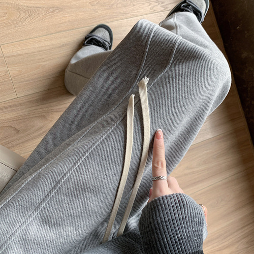 New style simple sweatpants for women in spring and autumn 2026 high waist and hanging loose straight casual pants banana wide-leg pants