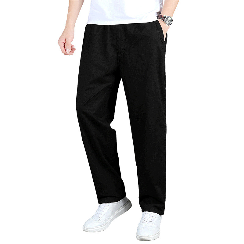 2025 nuevo estilo transfronterizo pantalones casuales de algodón pantalones rectos sueltos para hombres pantalones de papá de mediana edad monos pantalones elásticos