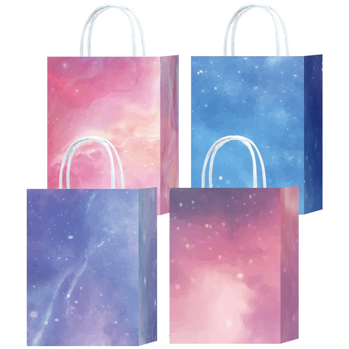 跨境牛皮纸袋星空系列牛皮纸袋服装店手提卡通礼品袋ins风伴手礼