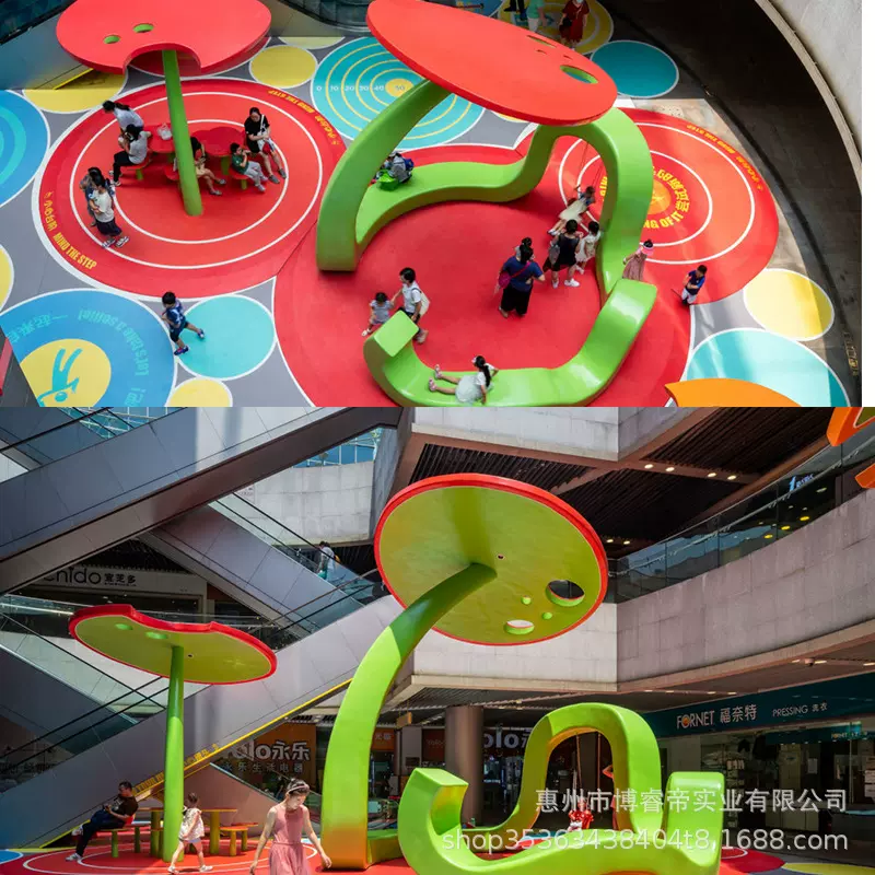 网红景区玻璃钢美陈幼儿园区游乐设备商场儿童乐园滑梯不锈钢雕塑