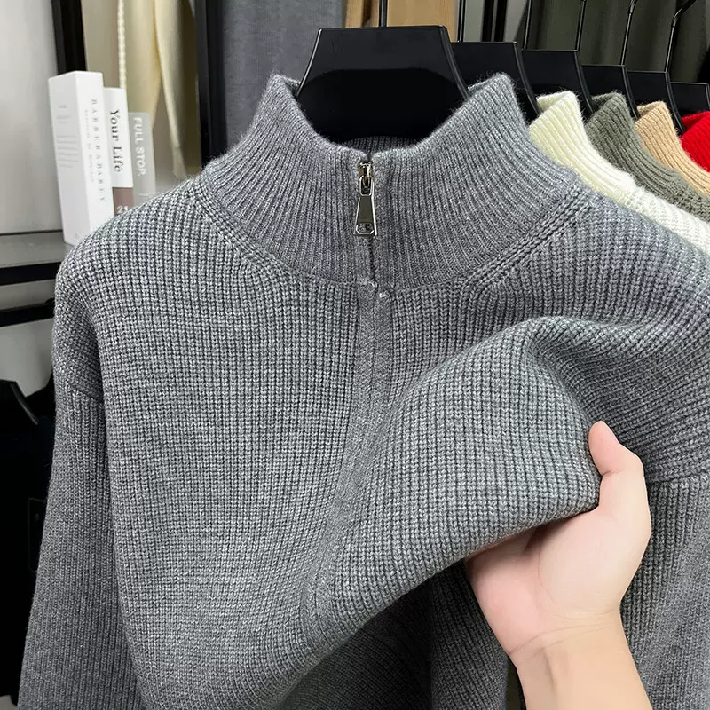 2025秋冬羊毛开衫中青年男士爸爸外套保暖针织羊毛衫开衫长袖外套