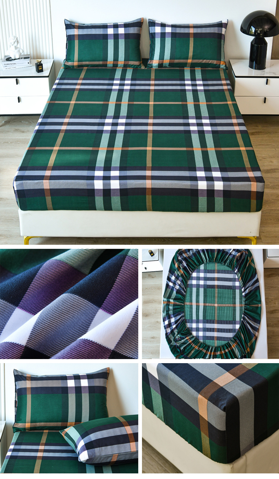 Casual Vacation Love Checkered Chemical Fiber Beddings display picture 2