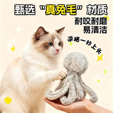 跨境兔毛八爪鱼逗猫棒虫瘿果猫玩具自嗨解闷羽毛替换头宠物玩具