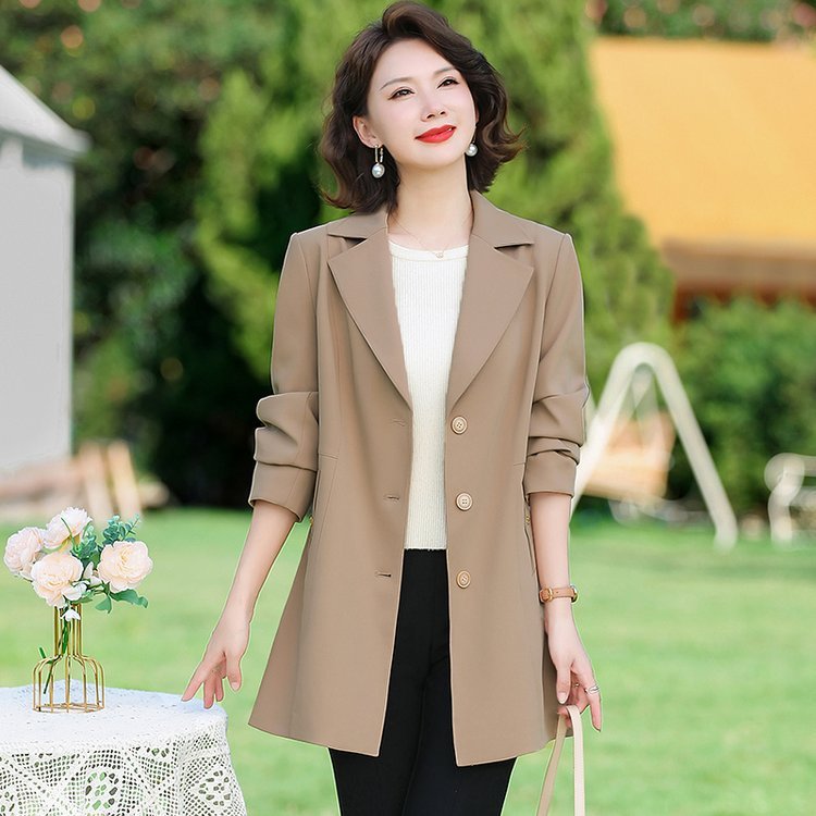 秋天中长款妈妈风衣外套女2025春秋新款休闲大码宽松中老年上衣女|undefined
