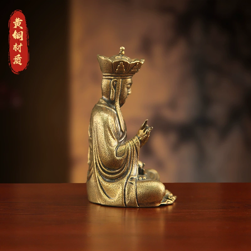 Статуя бодхисаттвы Кsitigarbha из латуни, ретро настольный декор для дома и поклонения