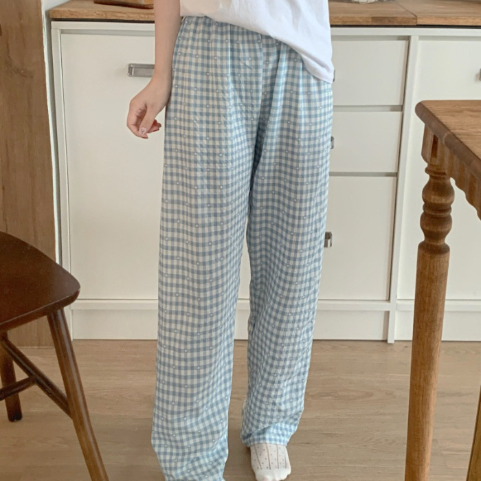 2024 pijamas de verano nuevos hilos de espuma de espuma delgados pantalones anti-mosquitos pantalones de dibujos animados dulces pantalones caseros al por mayor