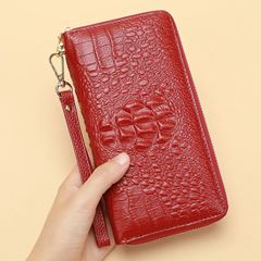 真皮錢包女士長款真皮手包2023新款皮夾手拿包牛皮錢夾拉鏈手抓包