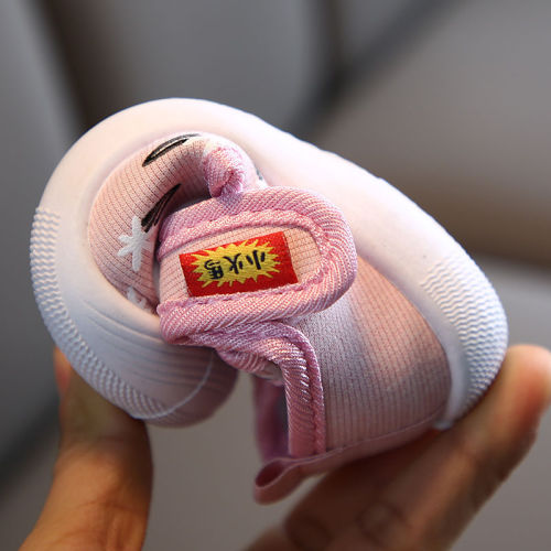 Spring and Summer 0-1-2 Years Old Girls' Square Mouth Learning Shoes Cries Baby Shoes Soft Sole Shoes Fabric Sandals Princess Shoes
