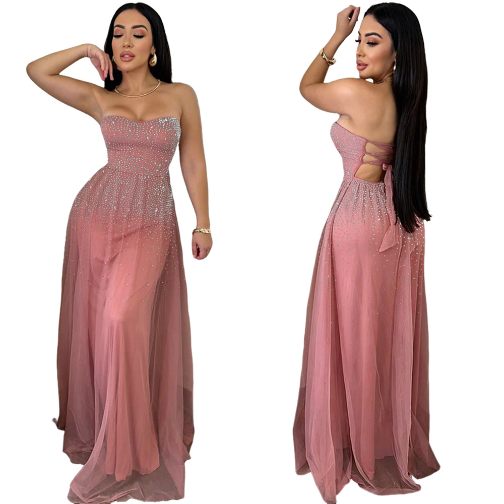Strapless Bodycon Bandage Dress With Rhinestone Detail For Night Out Party Cocktail Club_ecoleips.com