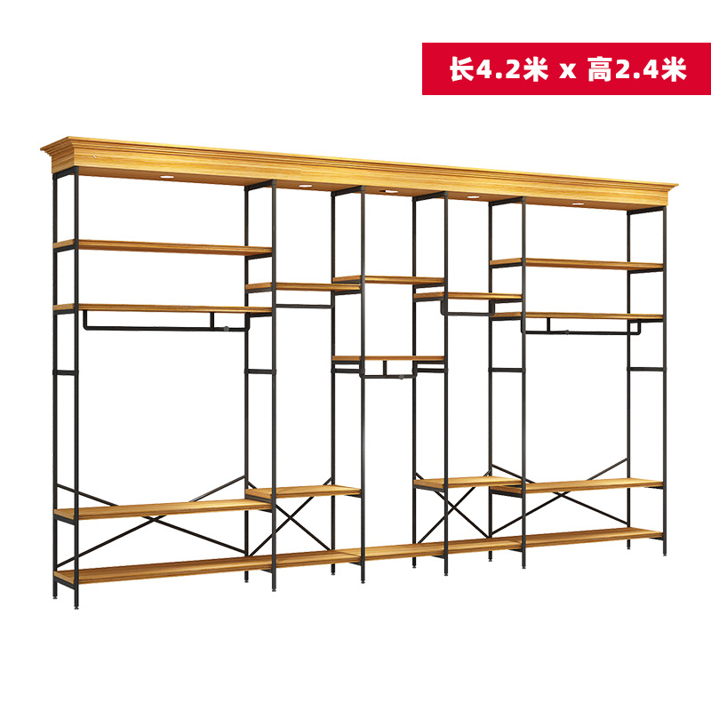 Tienda de ropa soporte de exhibición tipo piso percha de madera maciza montado en la pared estante de la isla con luces pantalones estante de exhibición estante de los hombres