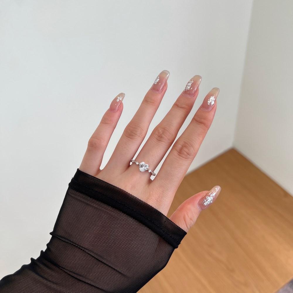 3g Weight Zircon Inlay Material Rings Classification 5, 9 Ring Size Banquet, Daily Occasion 925 Sterling Silver Material Heart Shape Pattern 2025 Spring and Summer Season Women's Gender Plating Design Elegant, Simple Style Style 925 Sterling Silver Zircon Heart Shape Rings 925 Sterling Silver Rings 8