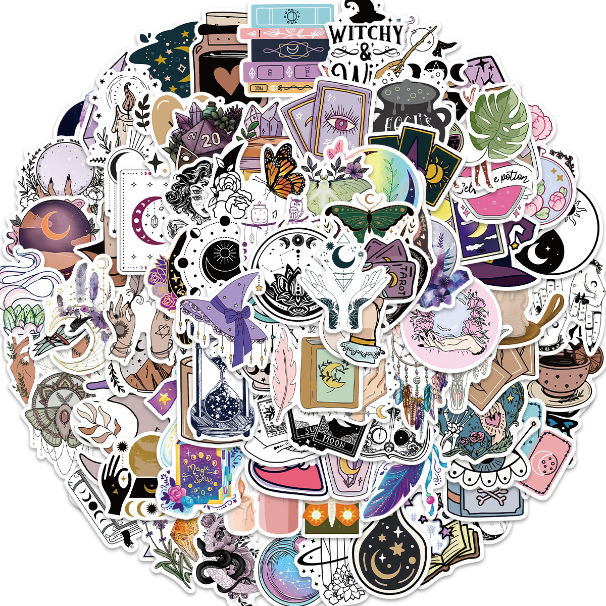 100 piezas transfronterizas estilo bohemio bruja pegatinas personalizadas decorativas equipaje portátil impermeable al por mayor