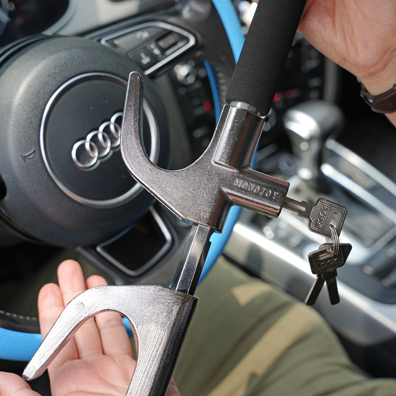 Car Steering Wheel Lock, Window-Breaking Hammer, Anti-Theft Lock, Car Lock, Safety Self-Defense Telescopic Handlebar Lock, Multi-Function