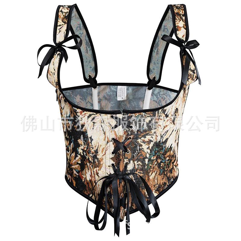 Pintura al óleo de Monet francés Feng Shui Moju correa para el hombro ropa exterior para moldear el cuerpo top estilo de comercio exterior