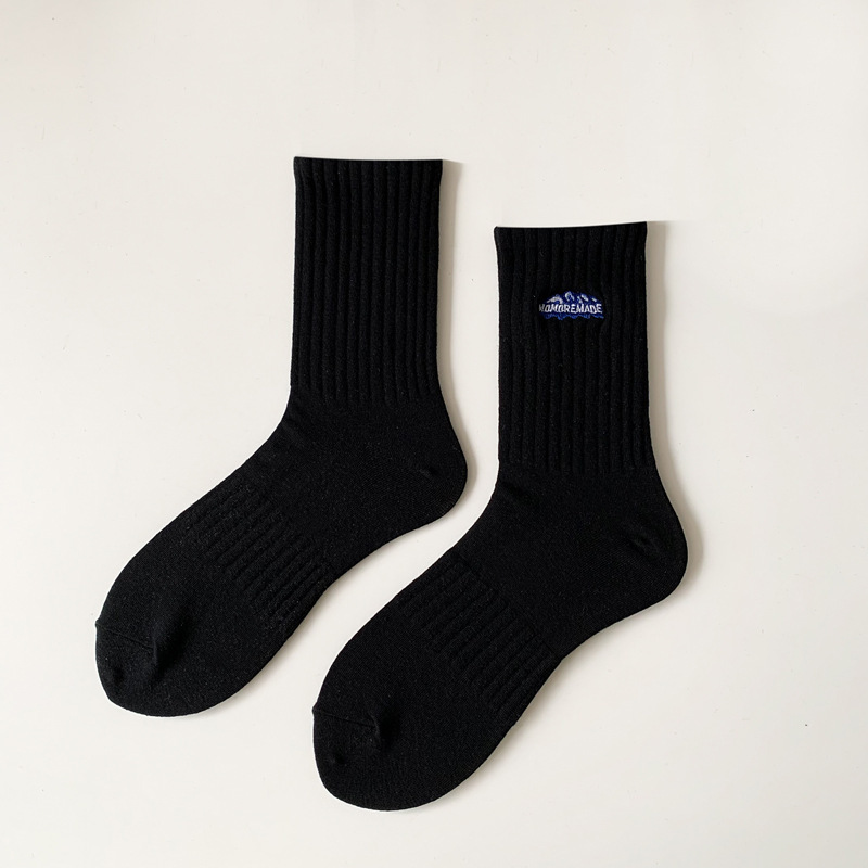 刺繍文字入り春夏ミドル丈ソックス、純綿、カレッジスタイル、トレンド、男女兼用、カップル用スポーツソックス、諸暨文字刺繍|undefined