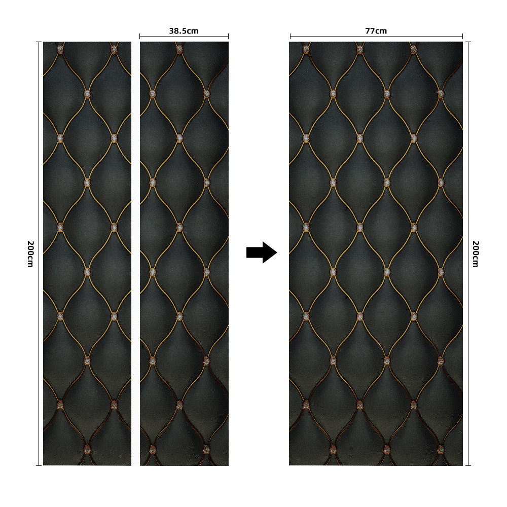 Pegatinas para puertas 3D respetuosas con el medio ambiente, autoadhesivos, fabricantes de origen al por mayor, patrones populares transfronterizos de alta definición, adhesivos para puertas impermeables, a prueba de aceite y antiincrustantes