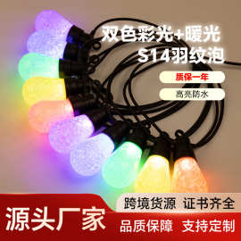 跨境新款羽纹led太阳能灯串户外露营灯庭院帐篷派对装饰照明2587