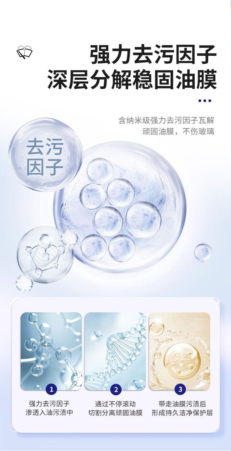 Car glass oil film remover, powerful oil film cleaning agent for windshields, and water stain cleaning spray for car windows and rearview mirrors