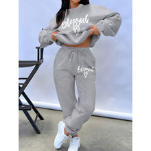 I 46290 Fleece Letter Hoodie Set ��ĸӡ��ץë������װ