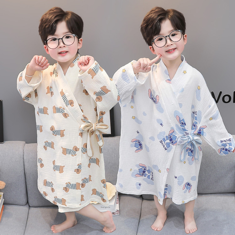 男の子のバスローブ夏の純綿長袖赤ちゃんのバスタオル男の子のガーゼのパジャマ|undefined