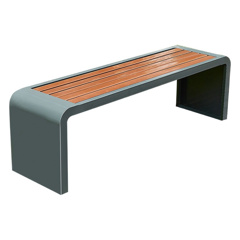 Stainless Steel Park Chair Outdoor Bench Leisure Seat Iron Frame Long Row Chair Courtyard Square Open-Air Rest Bench