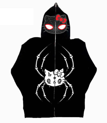 Y2K Zip-Up Hoodie Hello Kitty & Spider-Man Women's Hip-Hop Sweatshirt Gothic Y2K Zip-Up Hoodie Hello Kitty & Spider-Man Women's Hip-Hop Sweatshirt Gothic