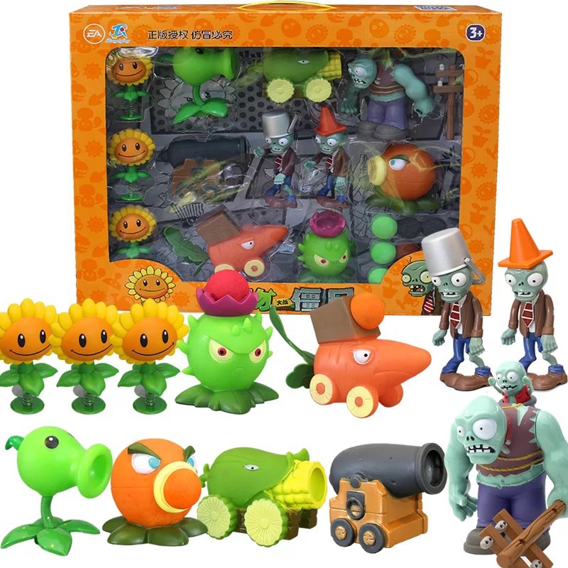 Juguetes de Plantas contra Zombis, juego completo de goma suave, lanzador de guisantes, juego para niños, regalo para niños, figuras