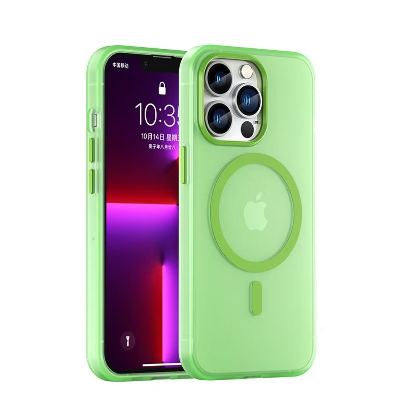 Apunción magnética de color fluorescente simple para iphone16ProMax funda para teléfono móvil 13 sensación de piel 14 Apple 15 hombres y mujeres 16