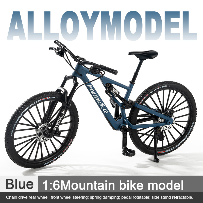 Colección de modelos de automóviles transfronterizos de simulación de aleación de bicicleta de amortiguación delantera y trasera modelo de bicicleta de montaña modelo de vehículo de carretera