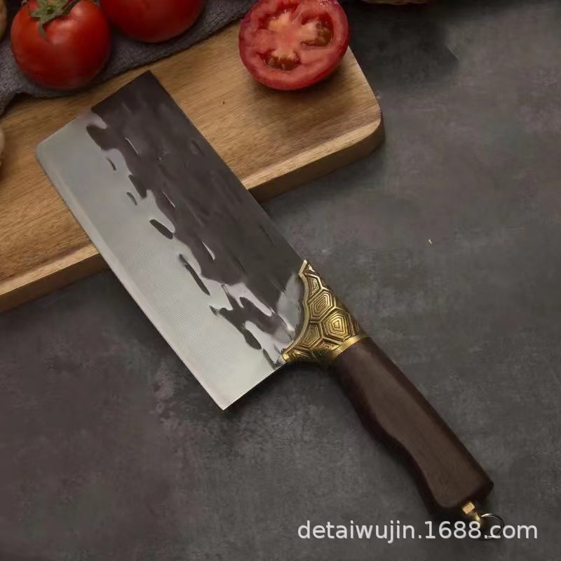 Longquan Kitchen Knife Set for Home Use, Sharp Chef-Specific Dual-Purpose Chopping Knife, Hand-Forged Meat Cutting Knife, Three-Piece Set