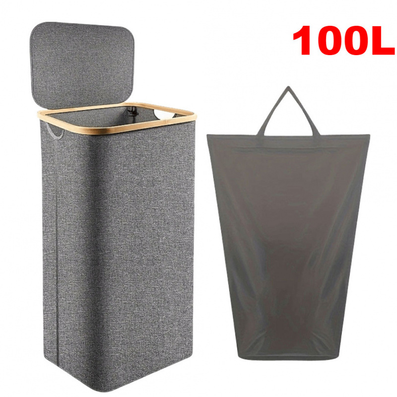 100L Dirty Clothes Bag Box Foldable Laundry Hamper Basket