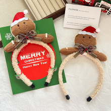 创意可爱毛绒姜饼人发箍圣诞节节日装扮头箍圣诞老人儿童成人发饰