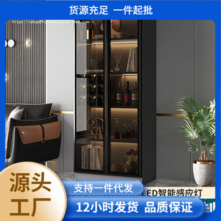 Light Luxury Wine Cabinet, Wall Storage Cabinet, Modern Simple Sideboard, Household Integrated Side Cabinet, Glass Door Display Cabinet
