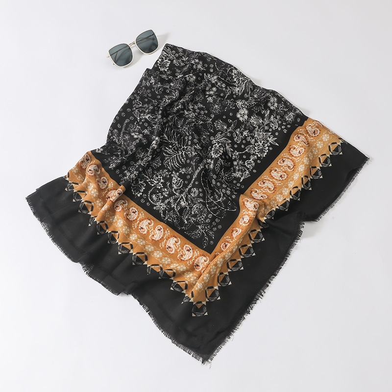 El Comercio exterior retro anacardo impreso algodón y lino mano-sensación gran bufanda cuadrada 135*135cm sombrilla chal playa protector solar bufanda