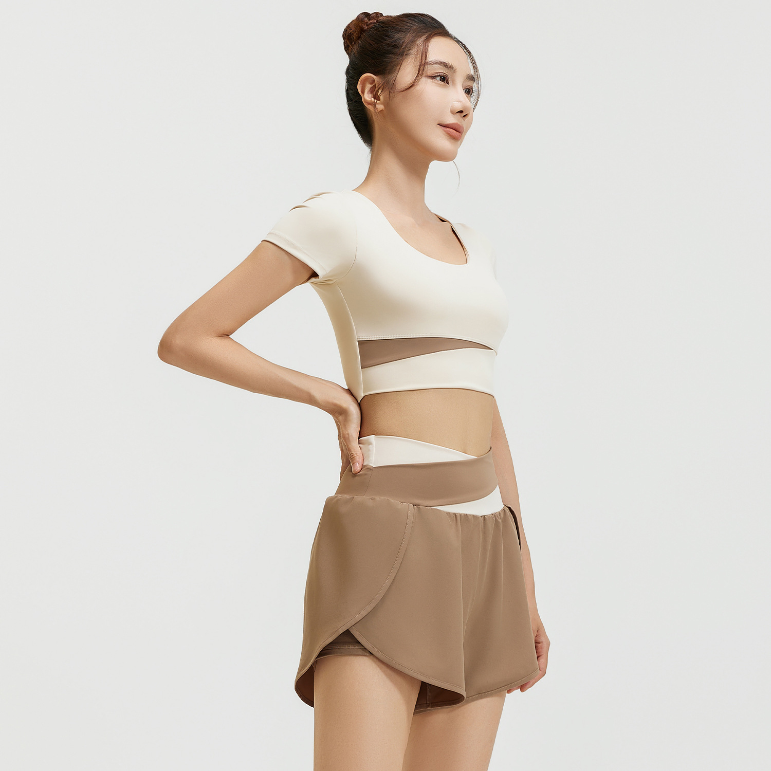 Juyitang verano color matching traje de secado rápido traje de fitness desnudo sensación traje deportivo transpirable traje de yoga Delgado