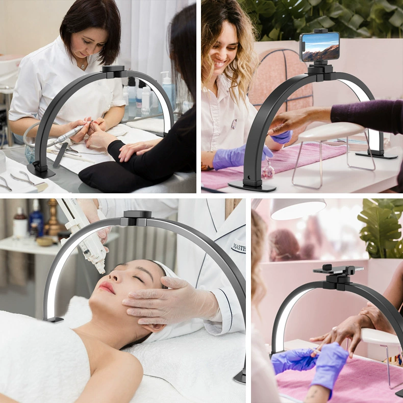 Foldable Half-Moon LED Fill Light, salon manicure & eyelash, U-shaped, small/large sizes