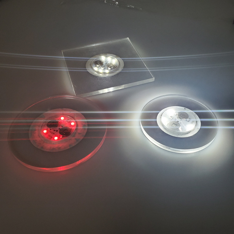 Venta al por mayor acrílico luminoso Coaster colorido Coaster coche atmósfera base LED luminoso botella pegatina barra de luz